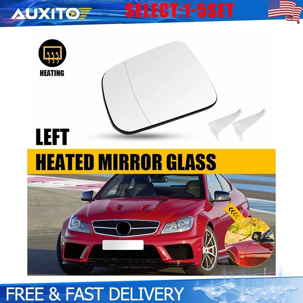 Left Side Heated Mirror Glass for Mercedes C Class W204 (2008–2011)