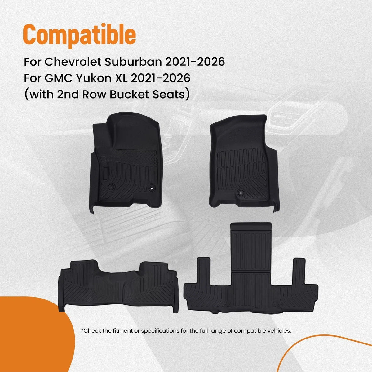 Waterproof TPE Floor Mats for Chevrolet Suburban Yukon XL (2021–2025)