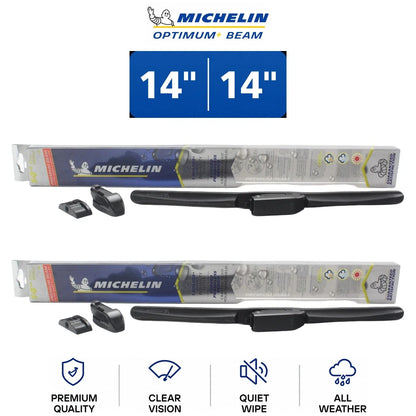 Set of 2 Michelin Optimum+ Beam Wiper Blades for Mazda Mizer (1976–1977)