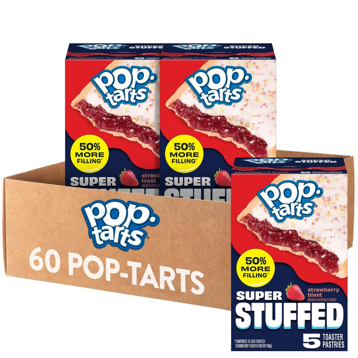 Pop-Tarts Super Stuffed Strawberry Blast Toaster 5 Count (Pack of 12)