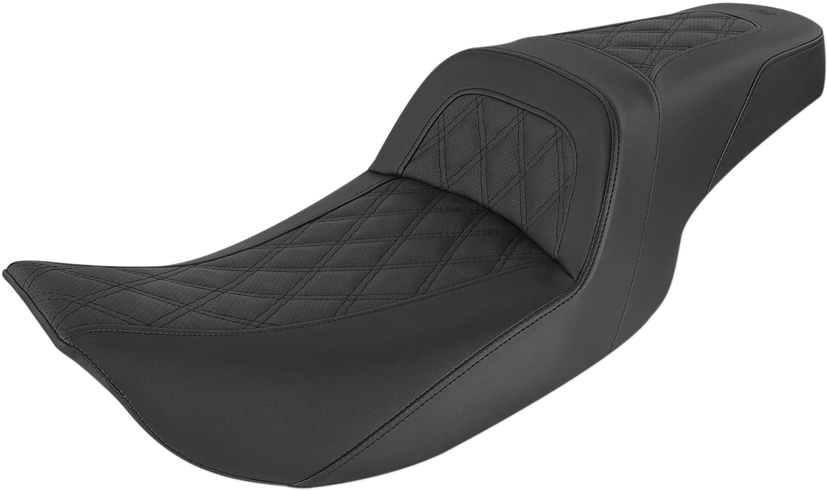 SADDLEMEN Slim Seat for Harley FL (1999–2007) 897-06-162, Black, Lattice Stitch