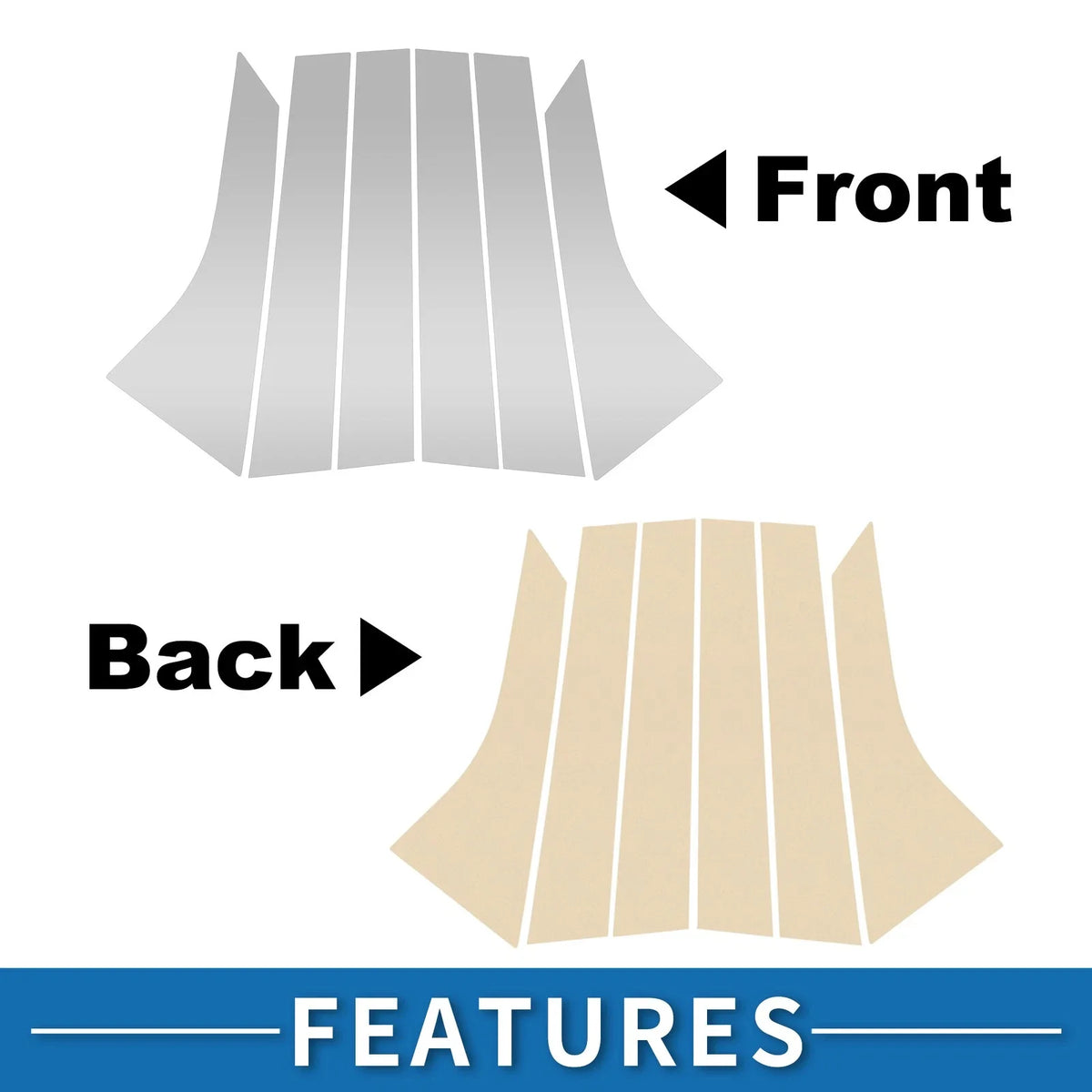 Set of 6 Door Pillar Window Trim for Ford Focus (2008–2011) Silver Tone