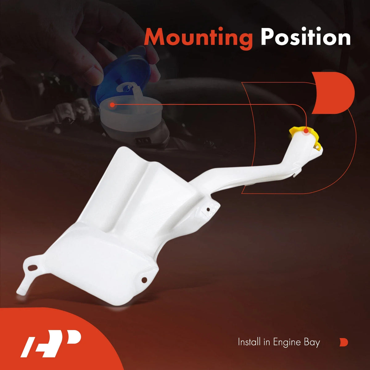 Windshield Washer Fluid Reservoir with Cap for Chrysler Neon (2001–2002)