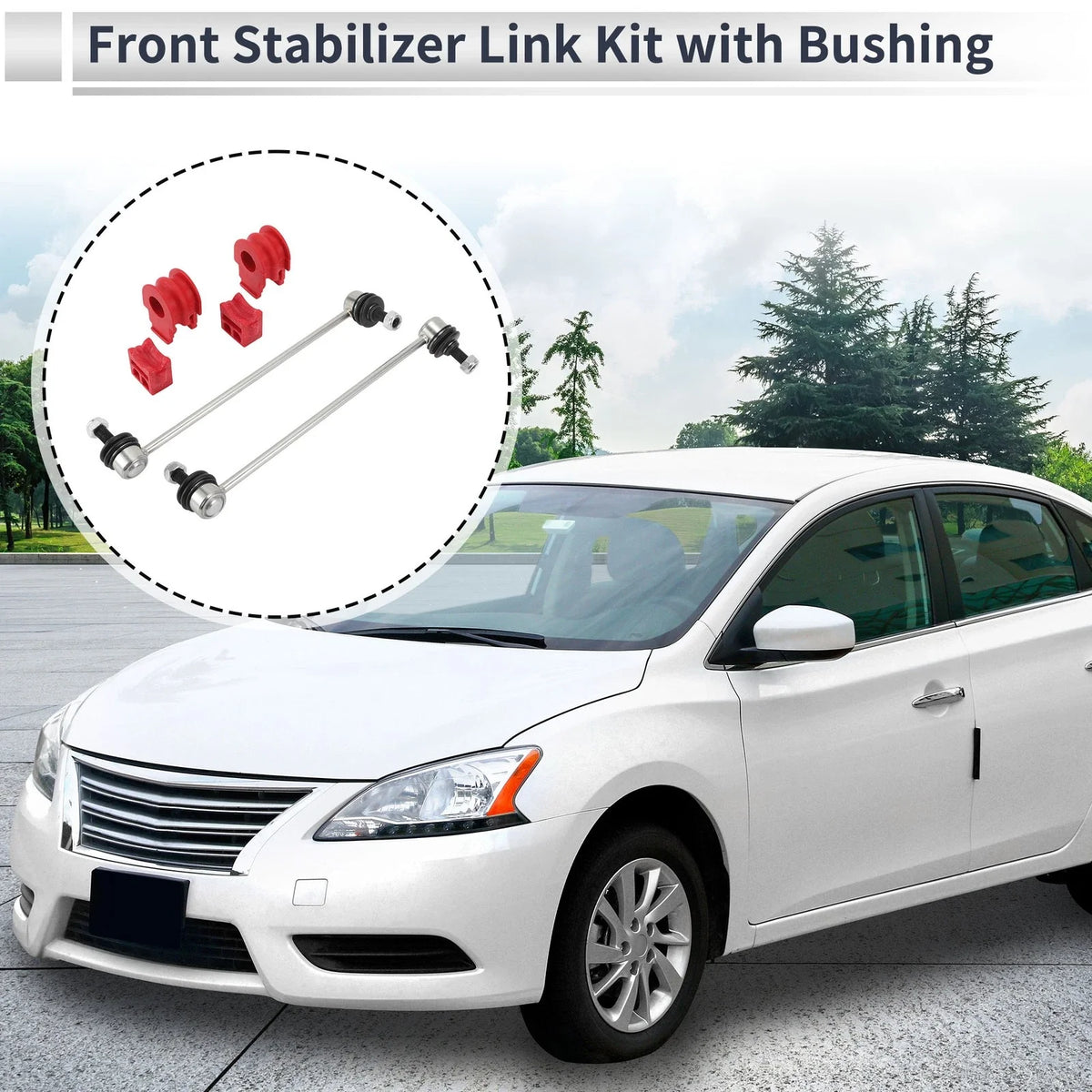 Front Stabilizer Bar Links Set of 2 with Bushings for Nissan Rogue (2008–2013) No.K750094