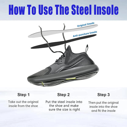 Protective Steel Insoles for Men 8.5-9/Women 9.5 (Puncture Resistant)