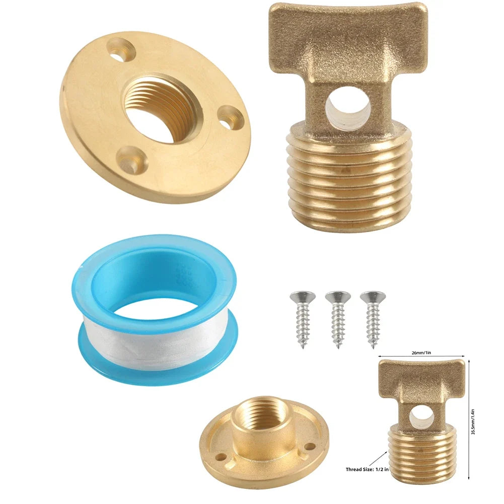 1/2 Inch NPT Brass Garboard Drain for Boats (Saltwater & Freshwater)