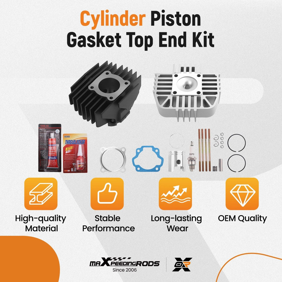 Top End Kit Set for Yamaha PW80 (1983–2006) - Cylinder Gasket, Piston Ring