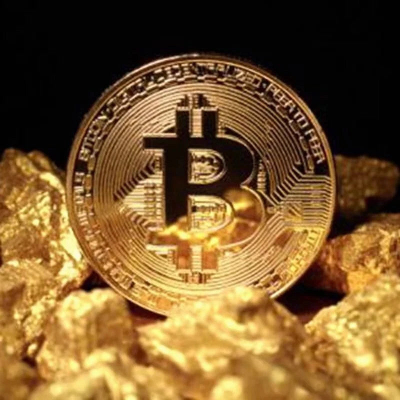 10 Pcs Commemorative Gold Plated Bitcoin Coins Collectible