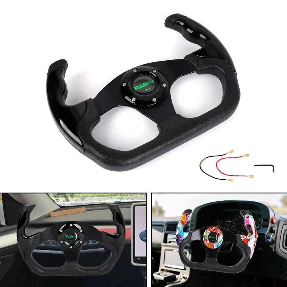 13" U-Shape Flat Drift Racing Steering Wheel for Universal 6 Hole (Fits 325mm)
