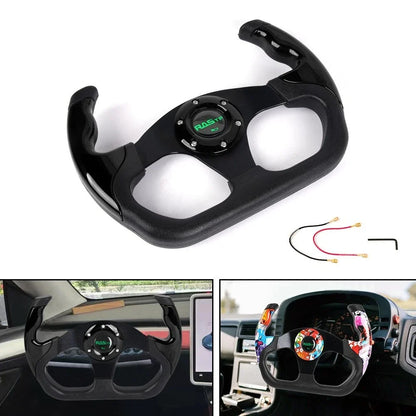 13" U-Shape Flat Drift Racing Steering Wheel for Universal 6 Hole (Fits 325mm)