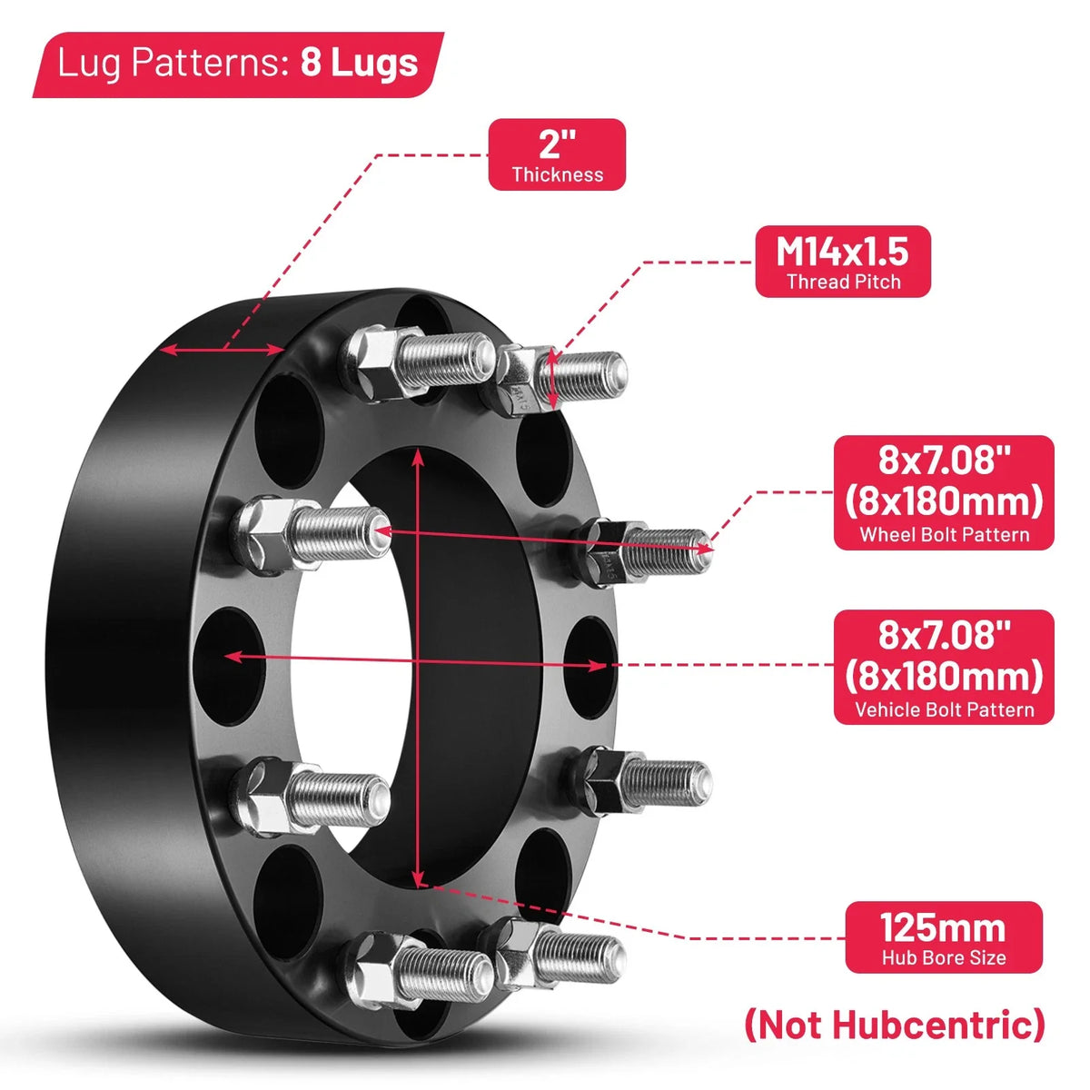 2X 2 Inch Wheel Spacers for GMC Sierra, Chevy Silverado 2500/3500 (2001–2023)