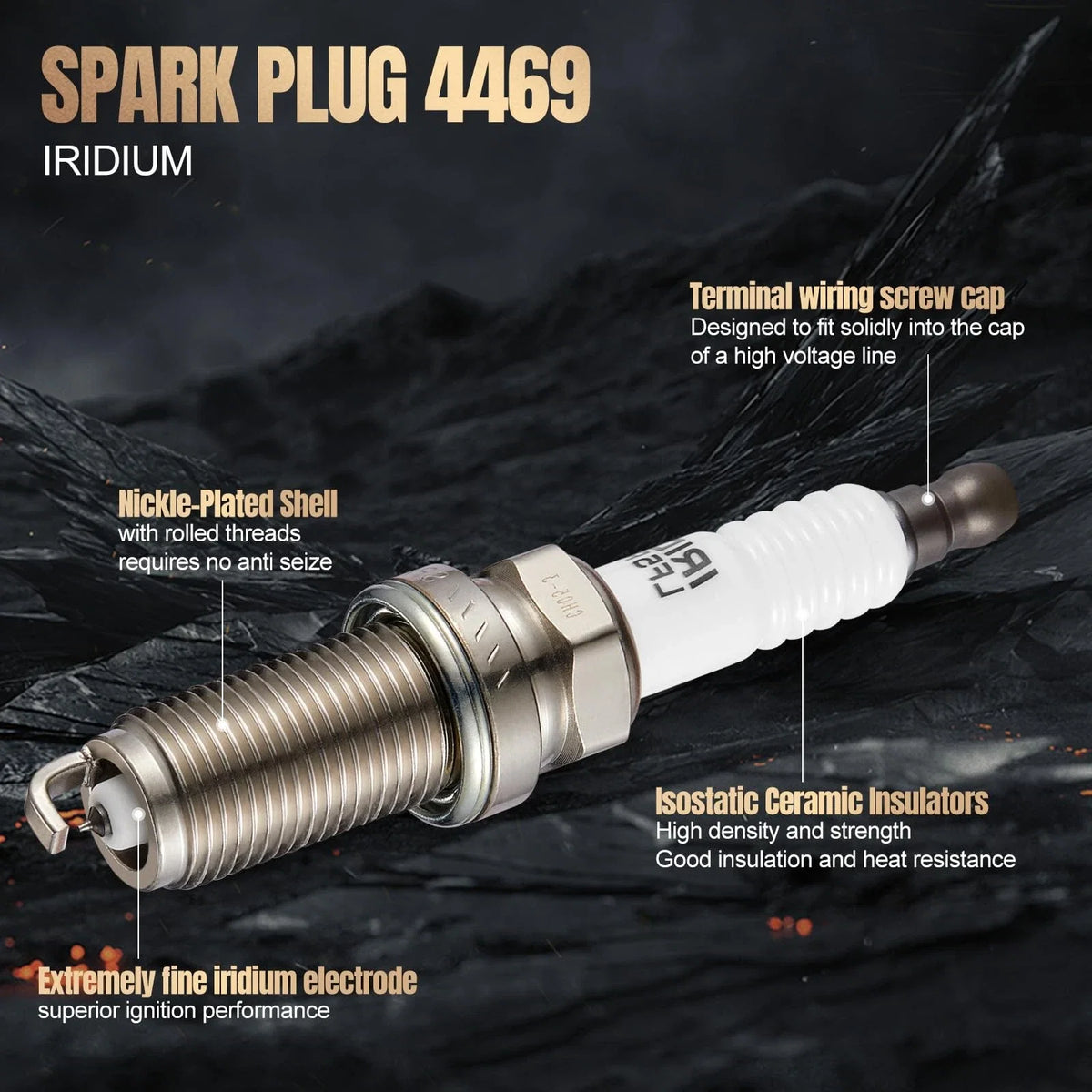 Set of 4 Iridium Spark Plugs for Nissan Pathfinder 3.5L (2001–2004) 4469 LFR5AIX11