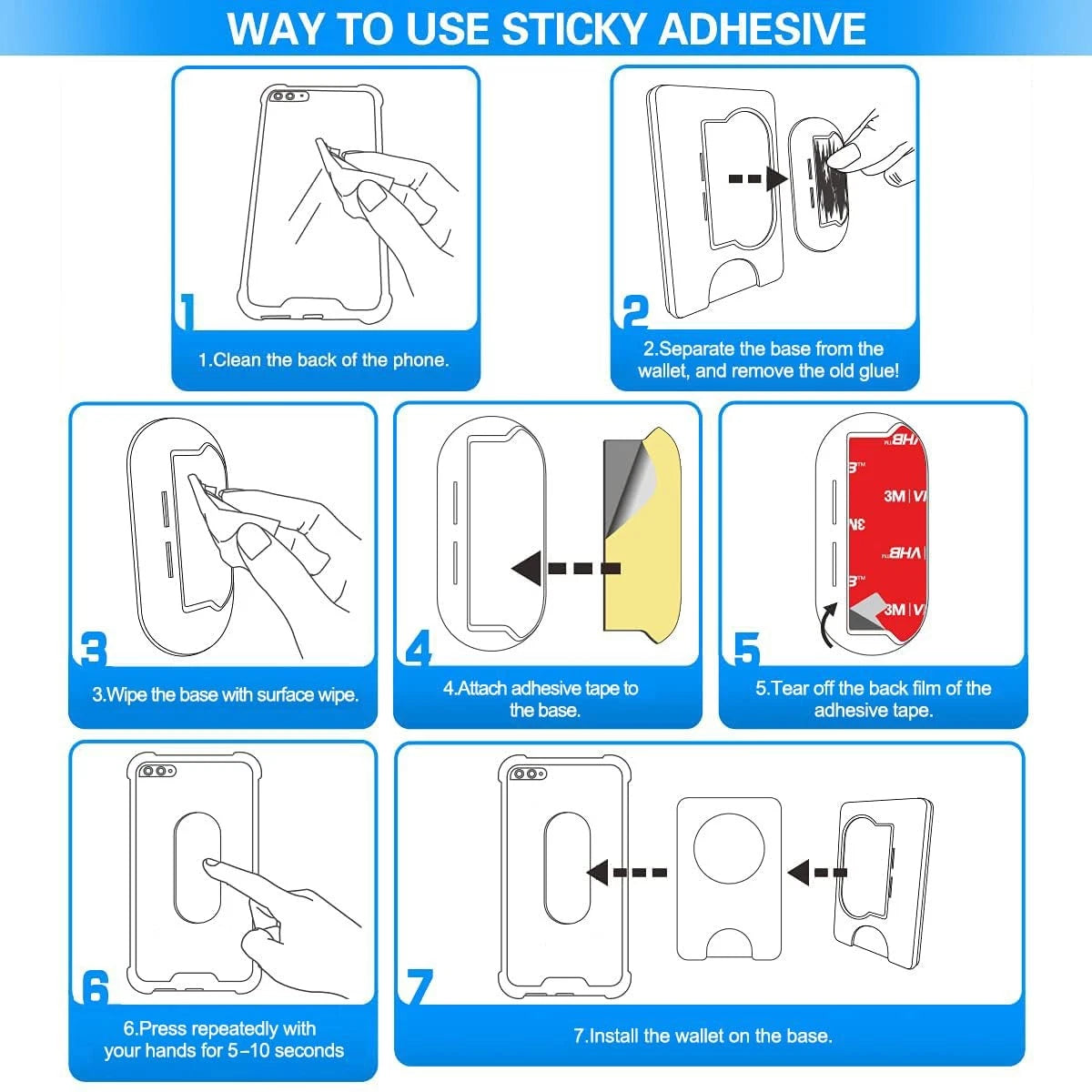 10pcs Sticky Adhesive Replacement for Pops Wallet+ & Wallet Plus Base