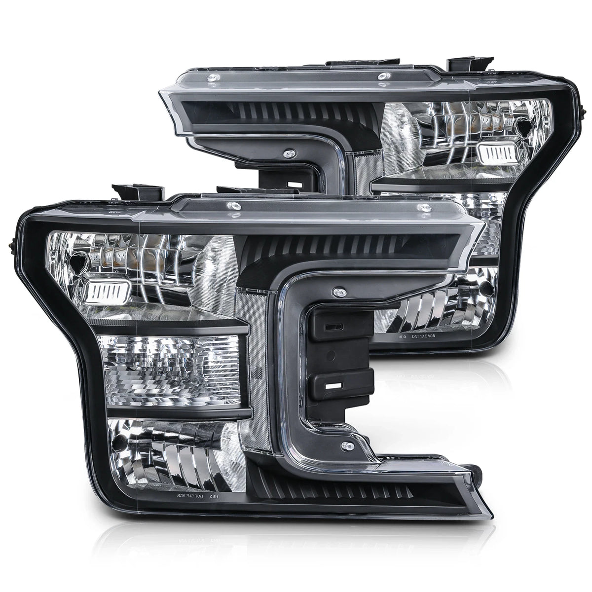 Headlight Lamps for Ford F150 (2018–2020) Black Housing Clear Corner