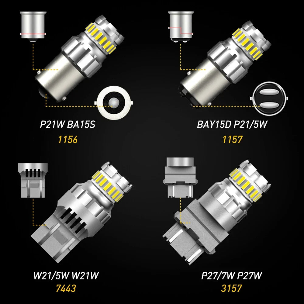 Set of 4 LED Strobe Bulbs for AUXITO 1157 1156 3157 7443 7440 921 T10