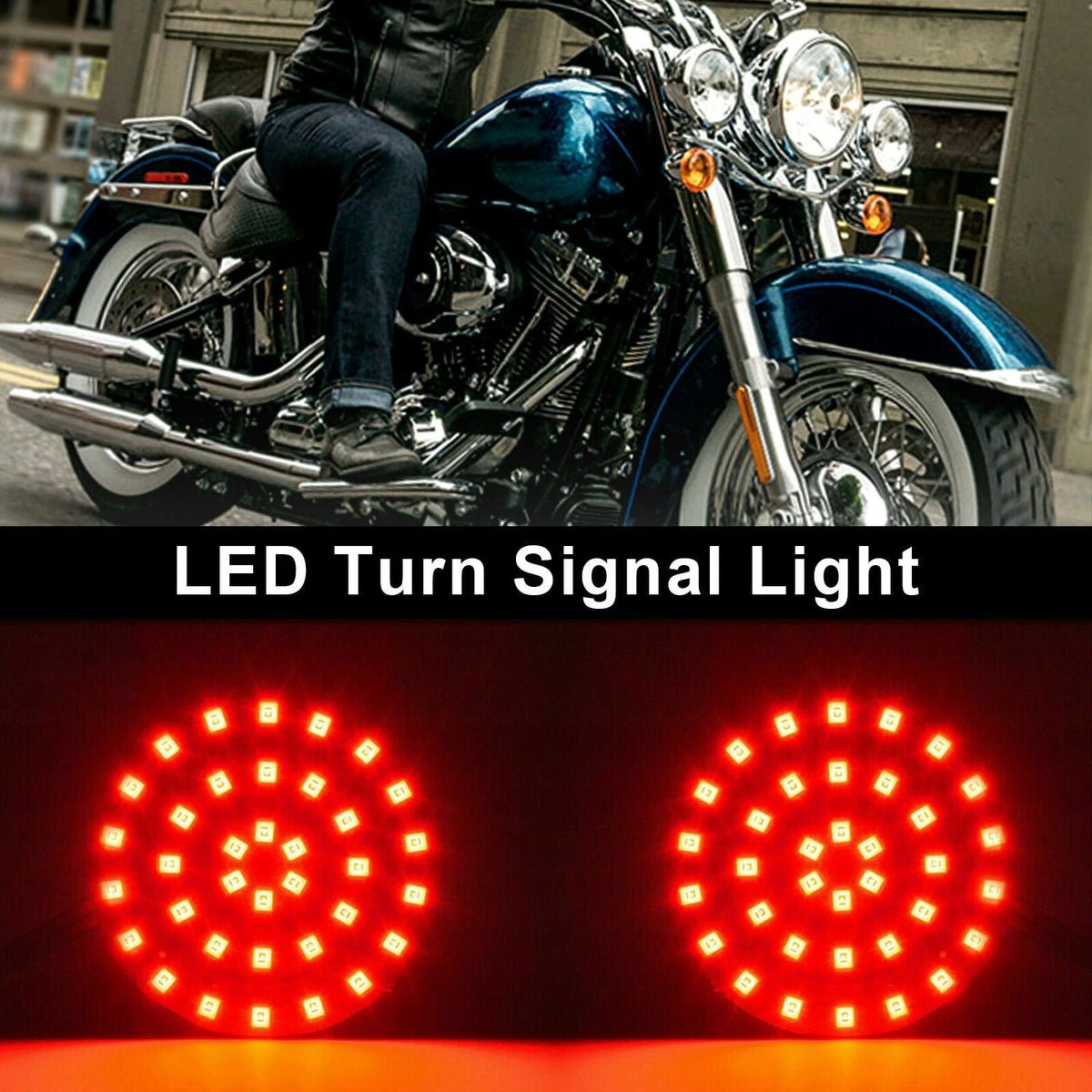 2X 1156 LED Turn Signal Light Inserts for Harley Softail Touring Dyna Sportster (TS-185-Red)