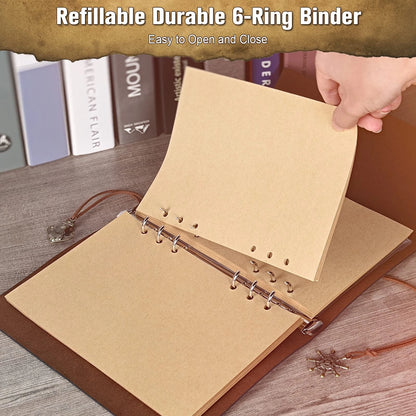 Leather Journal Notebook for Vintage Spiral Refillable Black