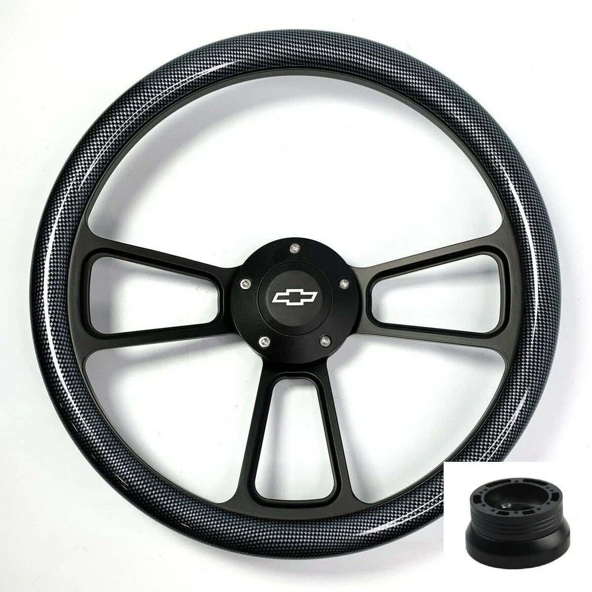 14 Inch Steering Wheel Cover Gloss Carbon Fiber for Universal Fit Vehicles (—)