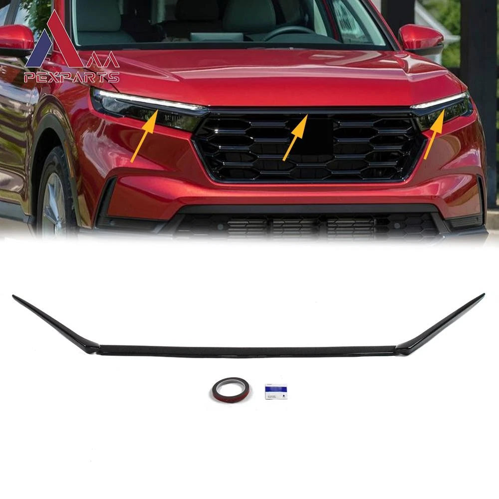 3PC Front Upper Grille Trim Cover for Honda CR-V (2023–2026) Gloss Black ABS