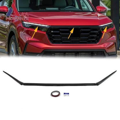3PC Front Upper Grille Trim Cover for Honda CR-V (2023–2026) Gloss Black ABS
