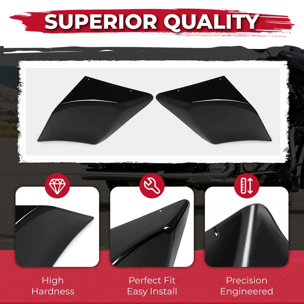 Stretched Extended Side Covers for Harley Street Road Glide (1989–2013)