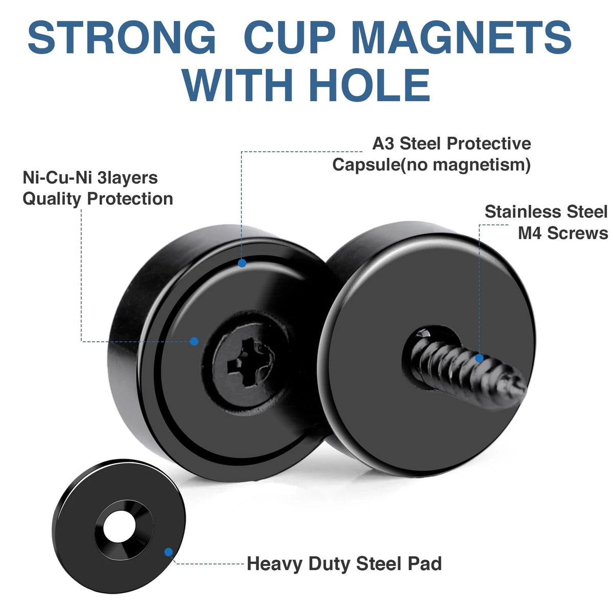 40LB Heavy Duty Neodymium Pot Magnets for Various Applications