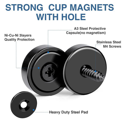40LB Heavy Duty Neodymium Pot Magnets for Various Applications