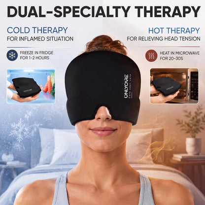 Migraine Relief Cap for Medium/Large Head Sizes (Upgraded, Black)