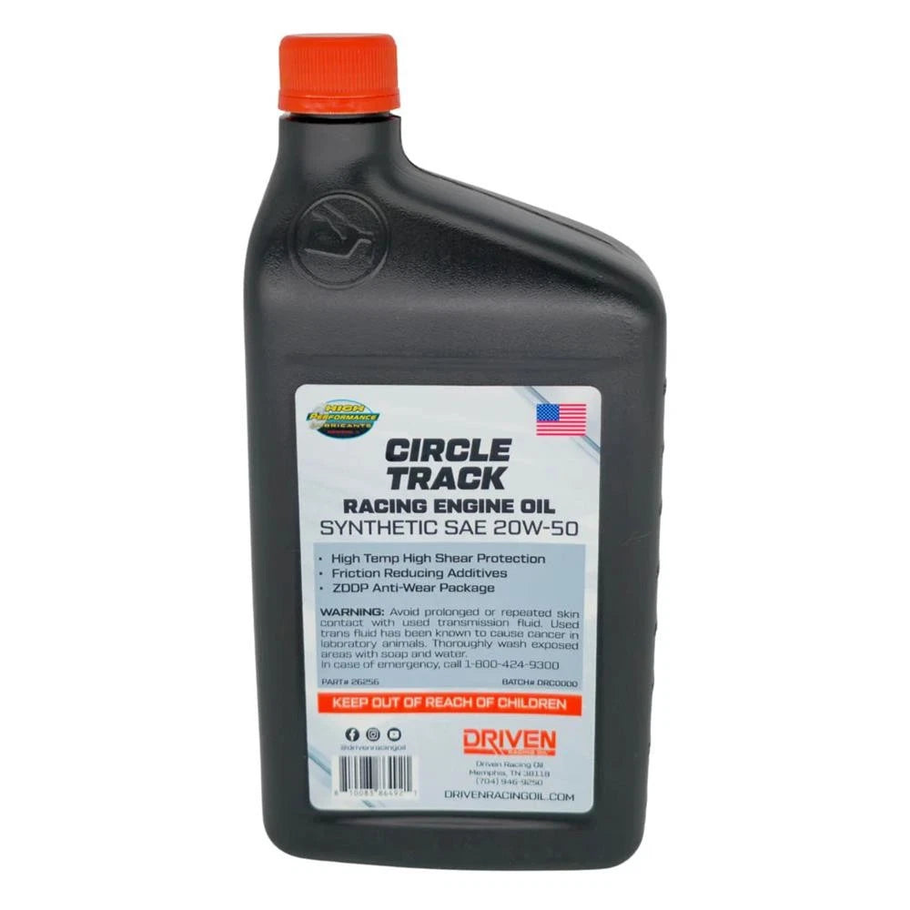 1 Quart Driven Racing Oil 26256 Circle Track Synthetic Oil 20W50