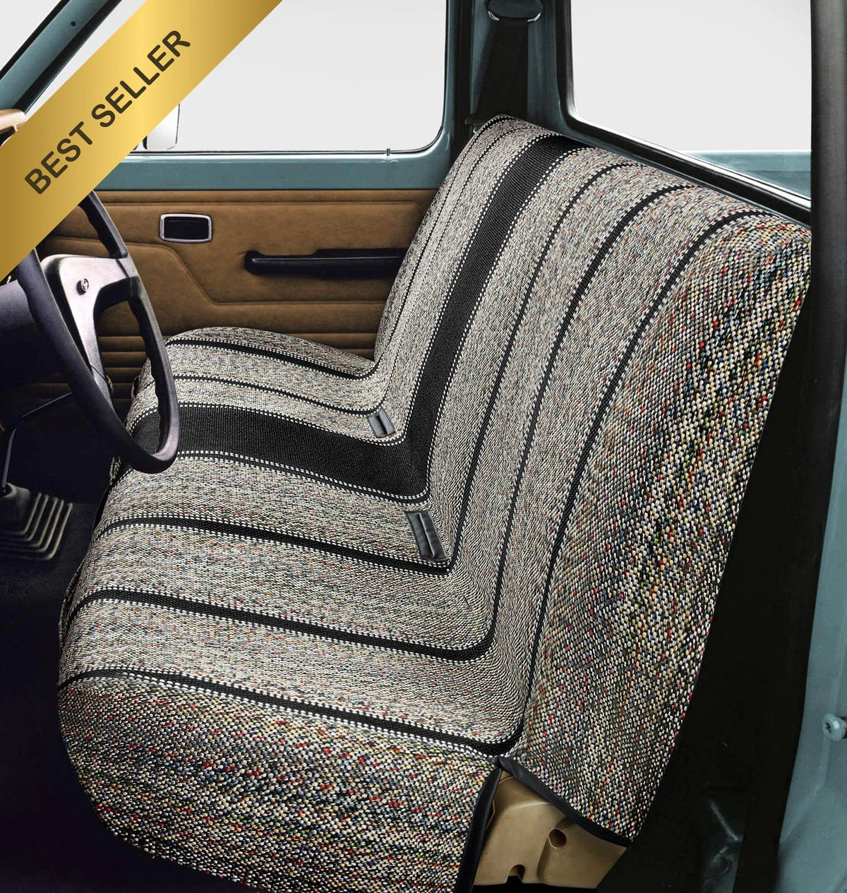 Truck Bench Seat Cover for Ford Chevy Dodge (2010–2023) Black Blanket