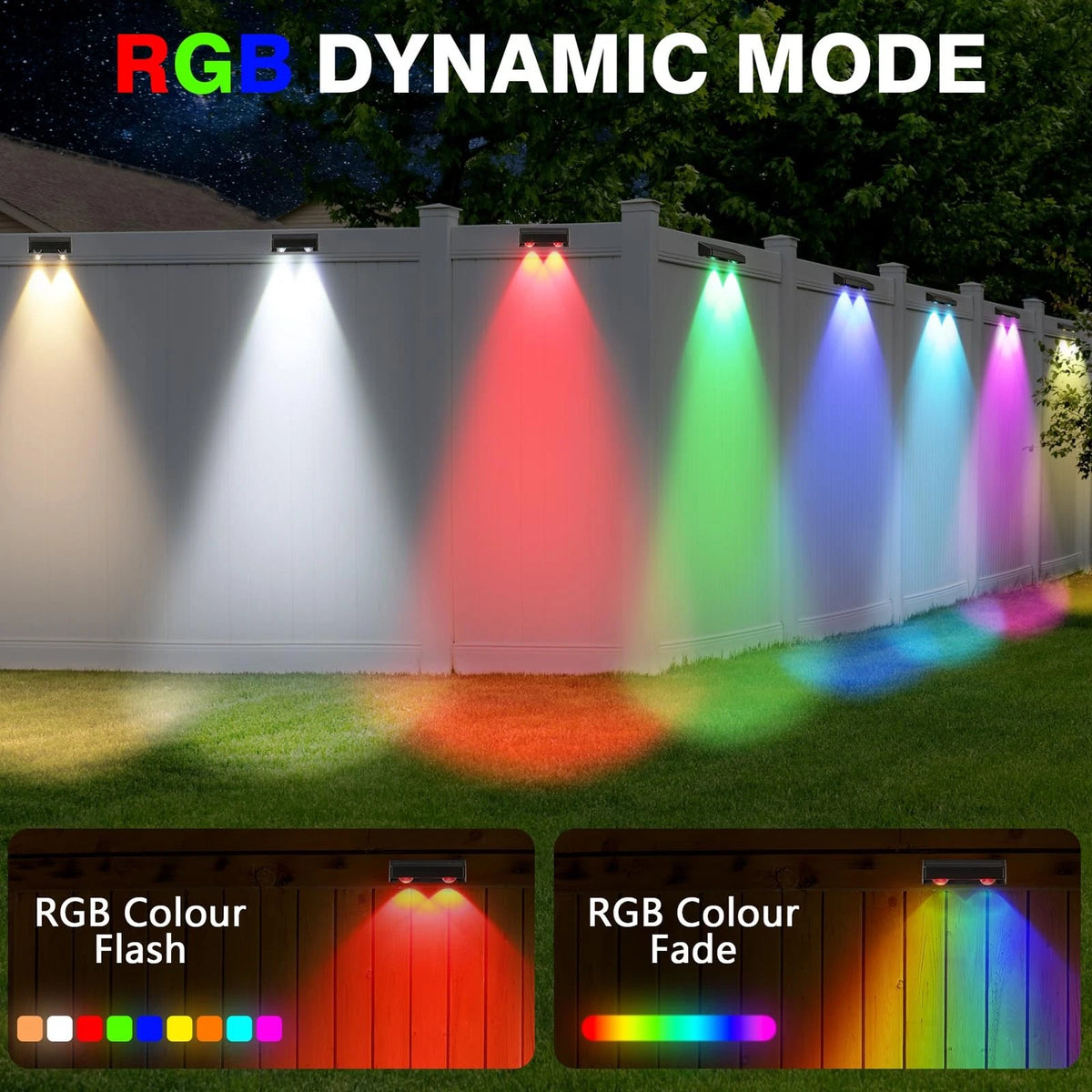 Outdoor Solar LED Wall Lights Waterproof Garden Fence Deck Lamp