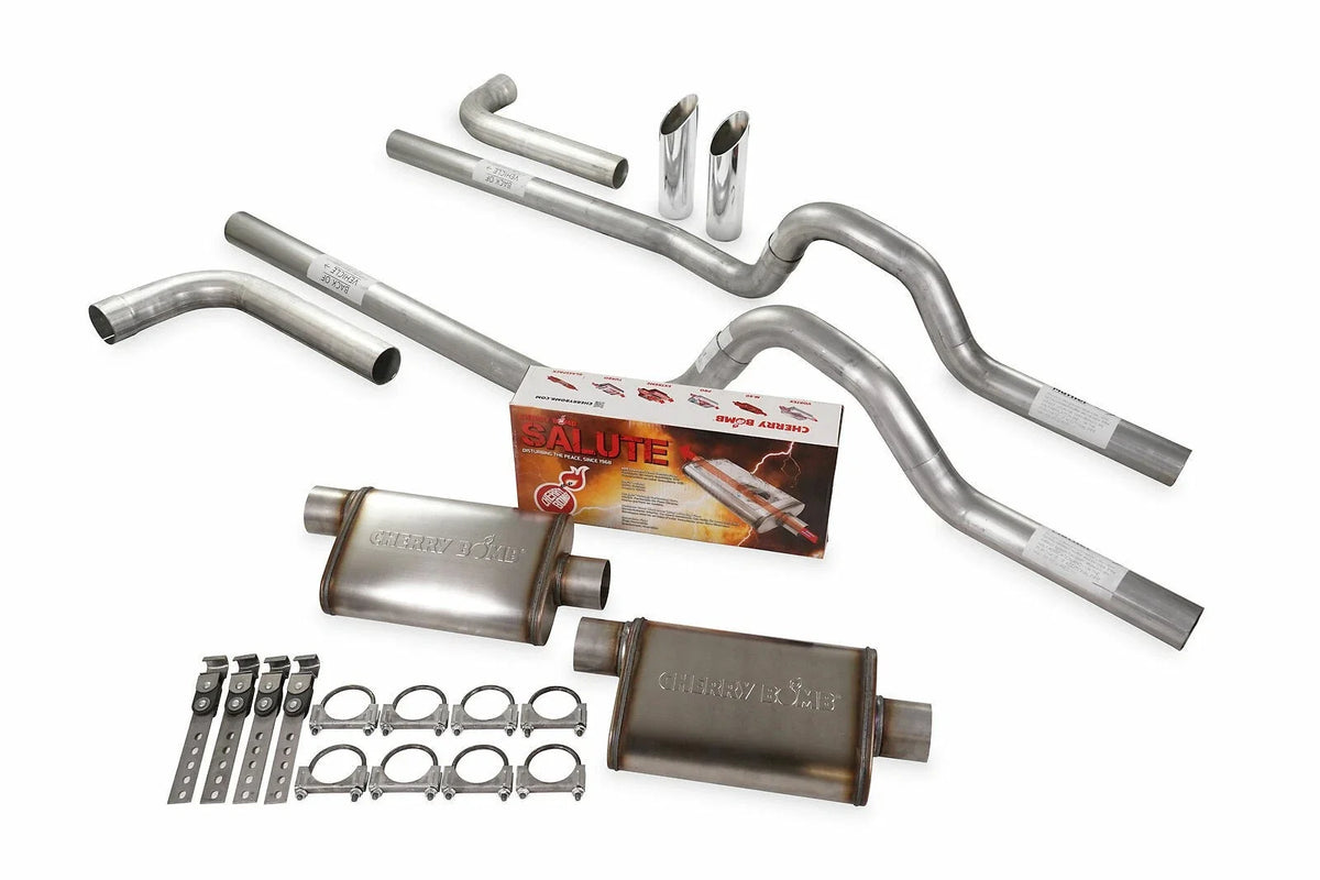 Dual Exhaust Kit 2.5" Cherry Bomb Salute for 67-72 Ford F-Series