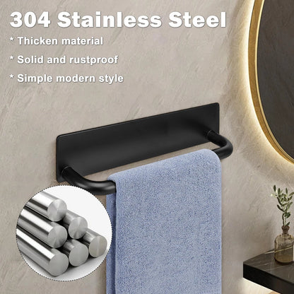 Self Adhesive Hand Towel Holder for (9 inches, Black)