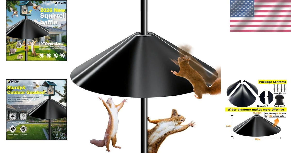 19-Inch Weatherproof Squirrel Baffle for Bird Feeders and Houses
