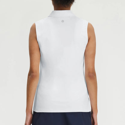 Womens Sleeveless Golf Polo Shirt with 4 Buttons for Workout & Tennis