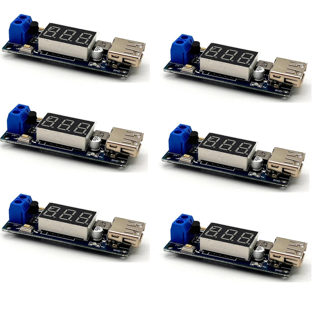 6X DC-DC Step-down Buck Converter Voltmeter Module for Universal Use
