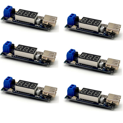 6X DC-DC Step-down Buck Converter Voltmeter Module for Universal Use