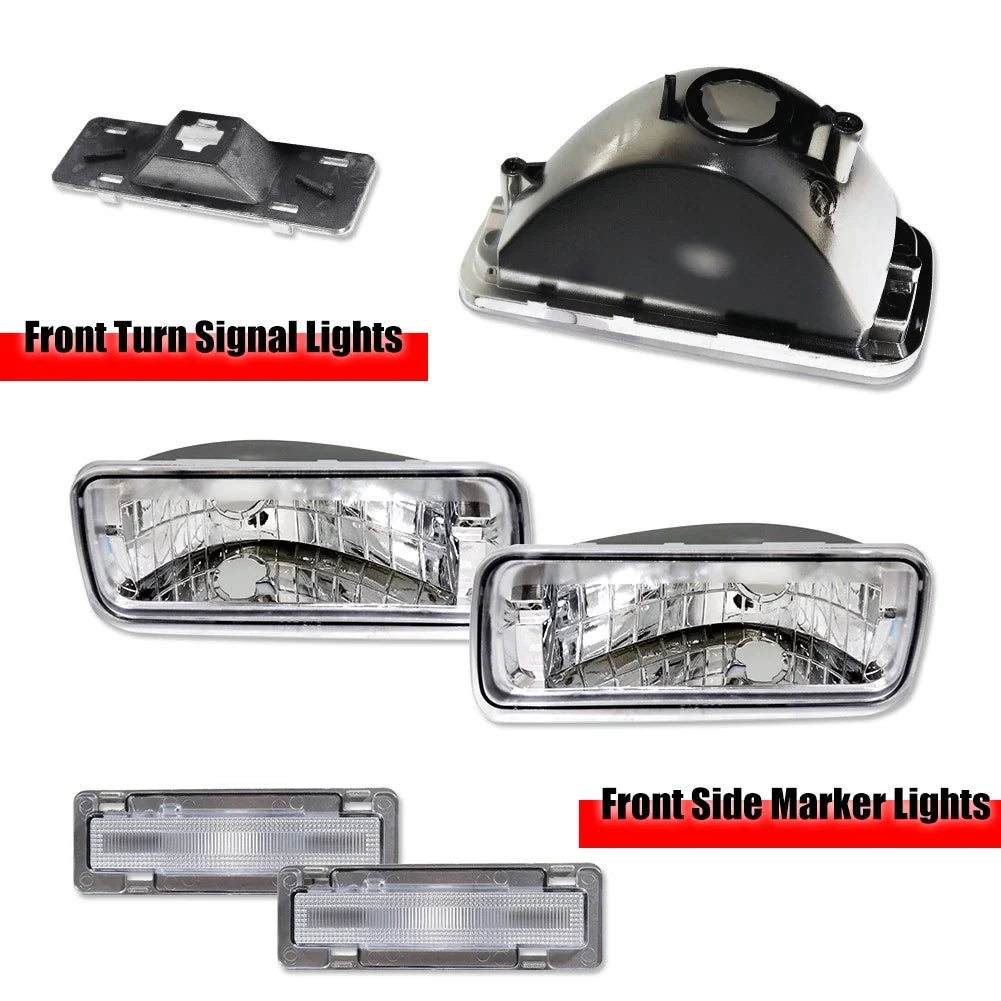 Set of 4 Clear Side Marker Turn Signal Lights for Chevrolet Camaro (1985–1992)