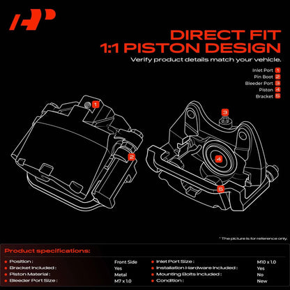 2X Disc Brake Caliper w/Bracket for Mazda B2200 B2000 B2600 (RWD) UB3933710, UB3933990B, UB3933980B