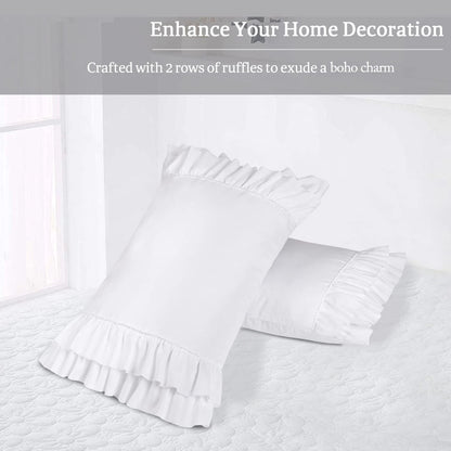 Pack of 2 Ruffle Pillow Shams for Farmhouse Style (26" x 20")