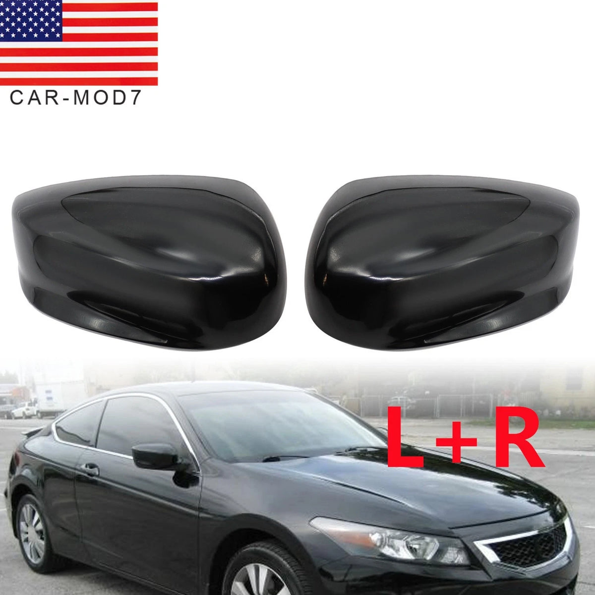 Gloss Black Left Rearview Mirror Cover Cap for Honda Accord (2008–2013) - Replacement