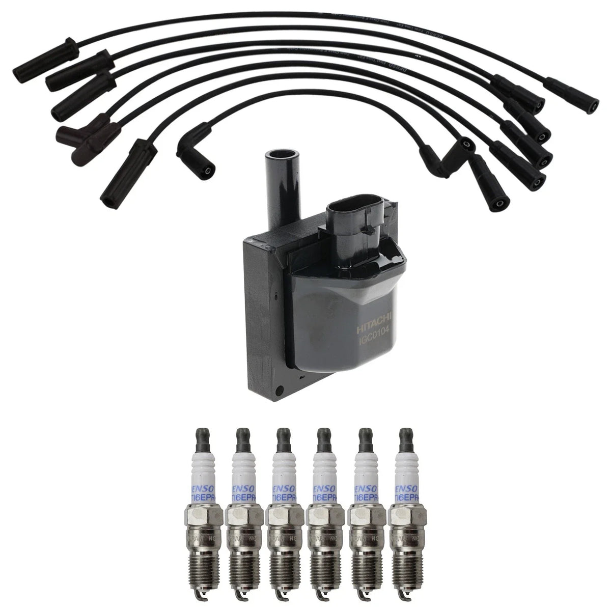 Set of 6 Hitachi Ignition Coils & Denso Iridium Spark Plugs for Sierra 1500