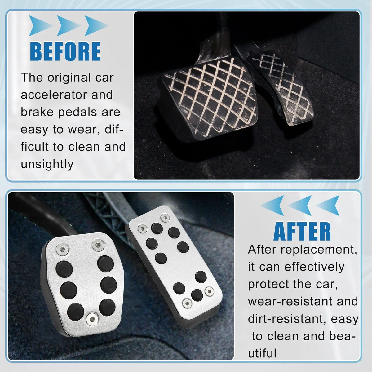 3 Pcs Accelerator & Brake Pedal Cover Set for Ford Focus 