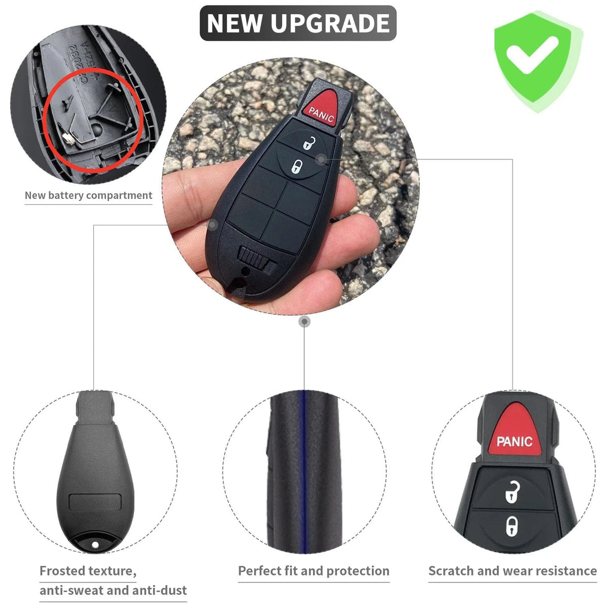 3 Button Key Fob Case Replacement for Dodge Ram 1500 2500 3500 4500 5500