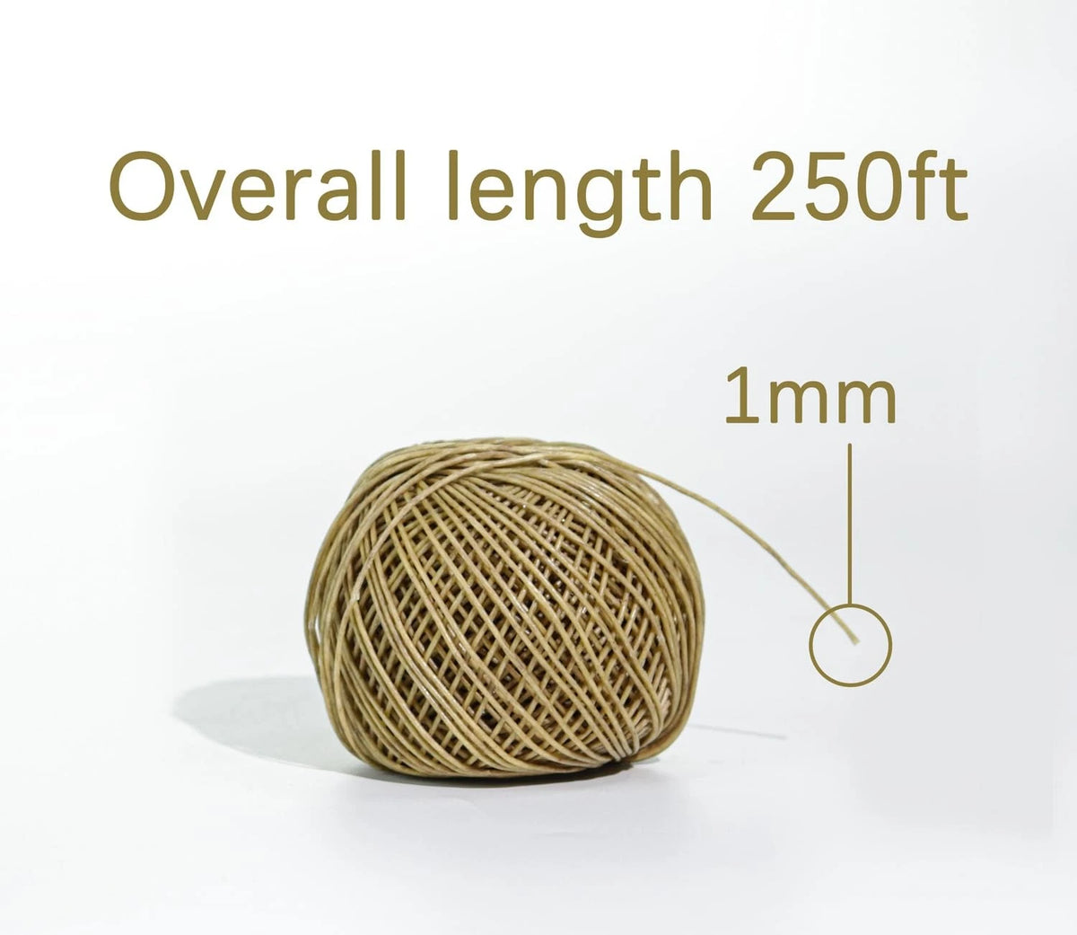 250 FT Organic Hemp Wick - All-Natural Beeswax Coated, 1mm, Yellow