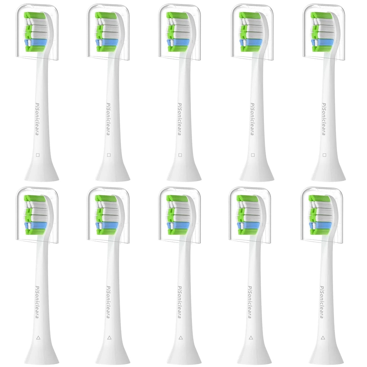 10X Replacement Heads for Sonic Toothbrush (Blue, Medium-Soft)