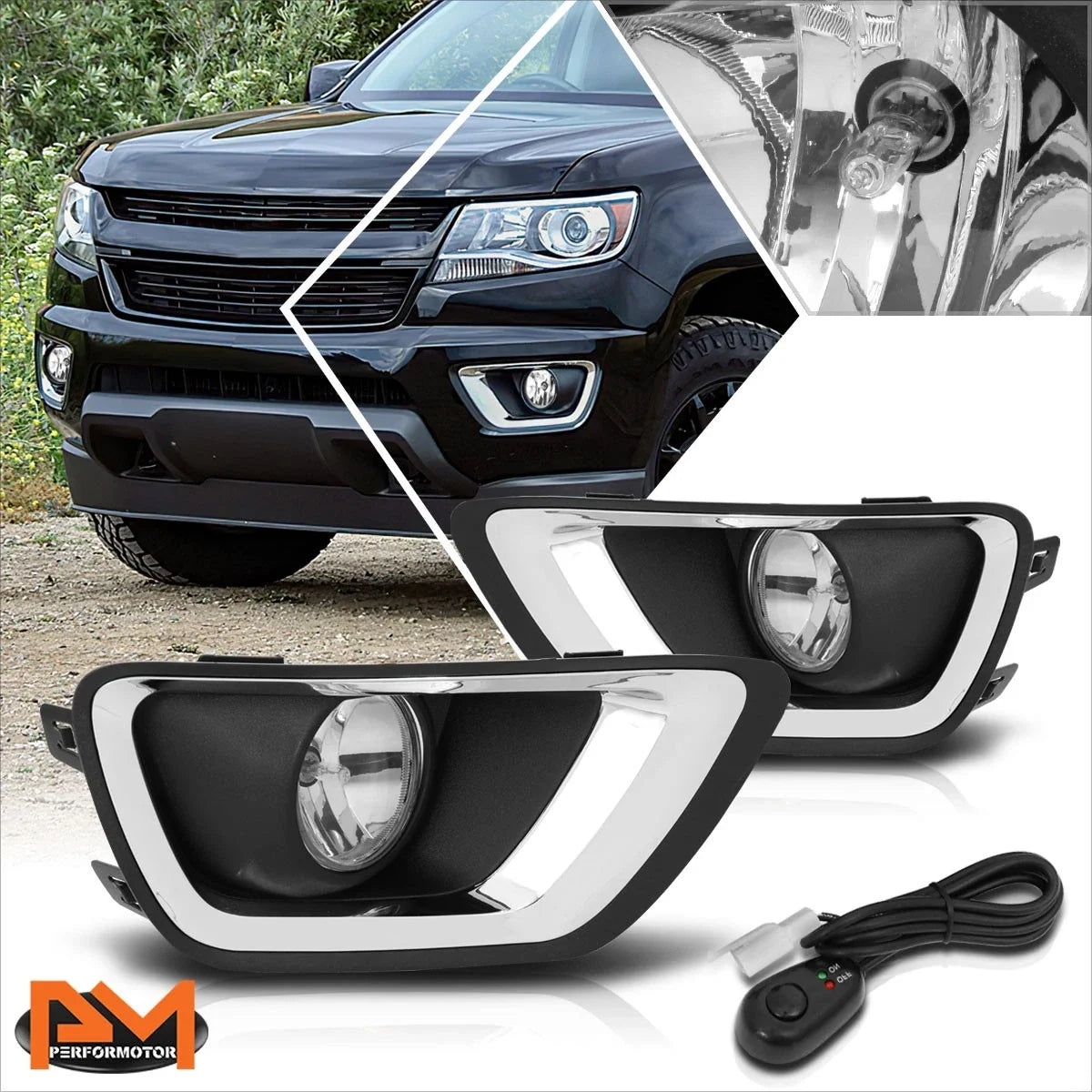 Clear Lens Fog Lights with Switch and Bezel for Chevy Colorado (2015–2019)