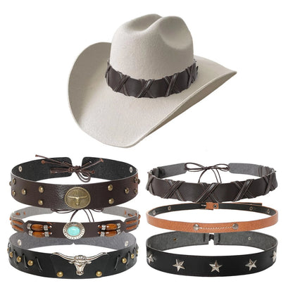 Set of 6 Cowboy Hat Bands for Western Hats