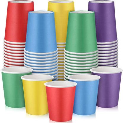Set of 100 Rainbow Paper Cups 7 oz Disposable for Birthday Parties