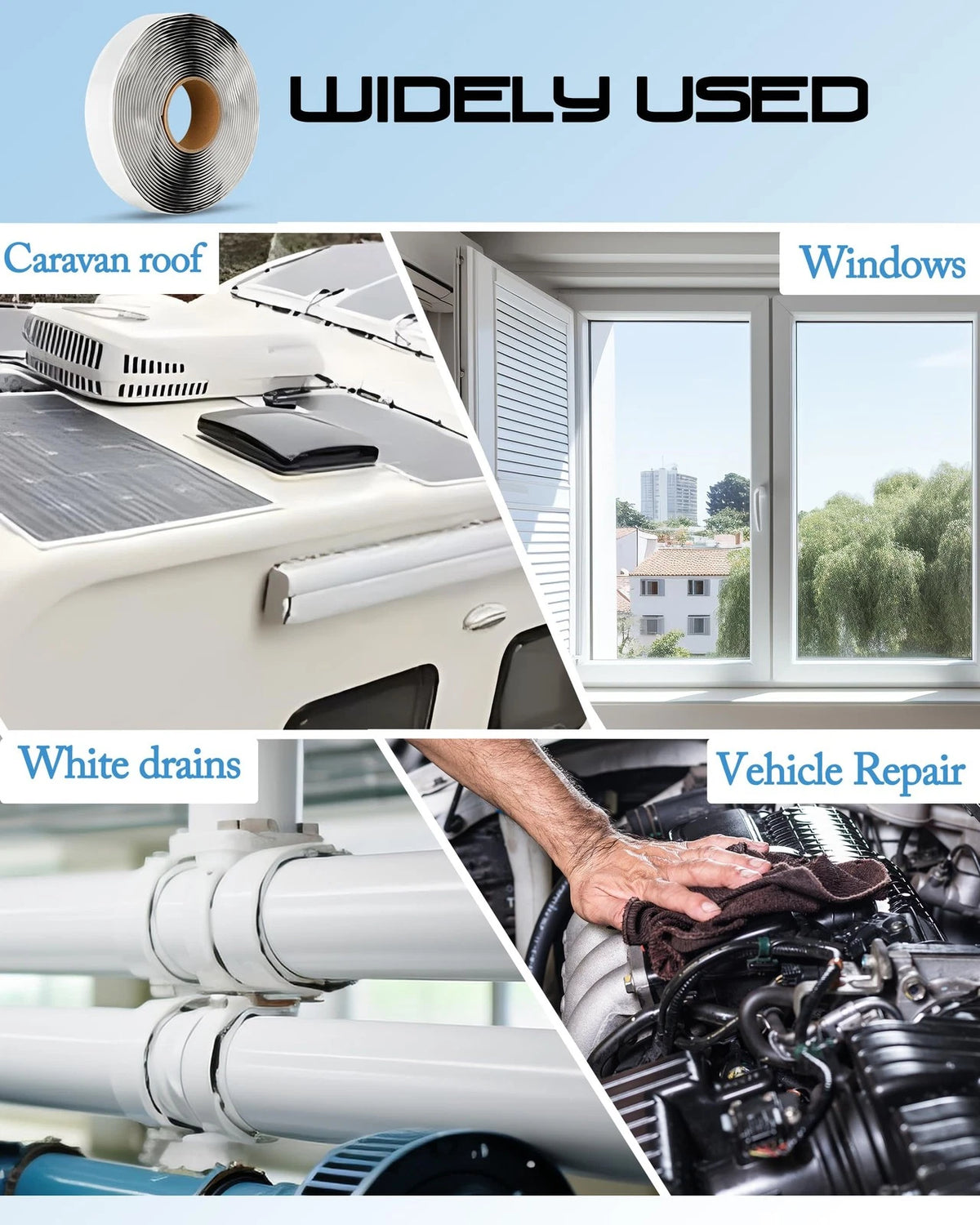 Butyl Seal Tape for RV (1/8" X 1" X 30', Black)